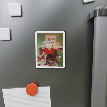 Santa Reading Christmas Letters (Magazine Illustration) Refrigerator Magnet-The Sticker Space