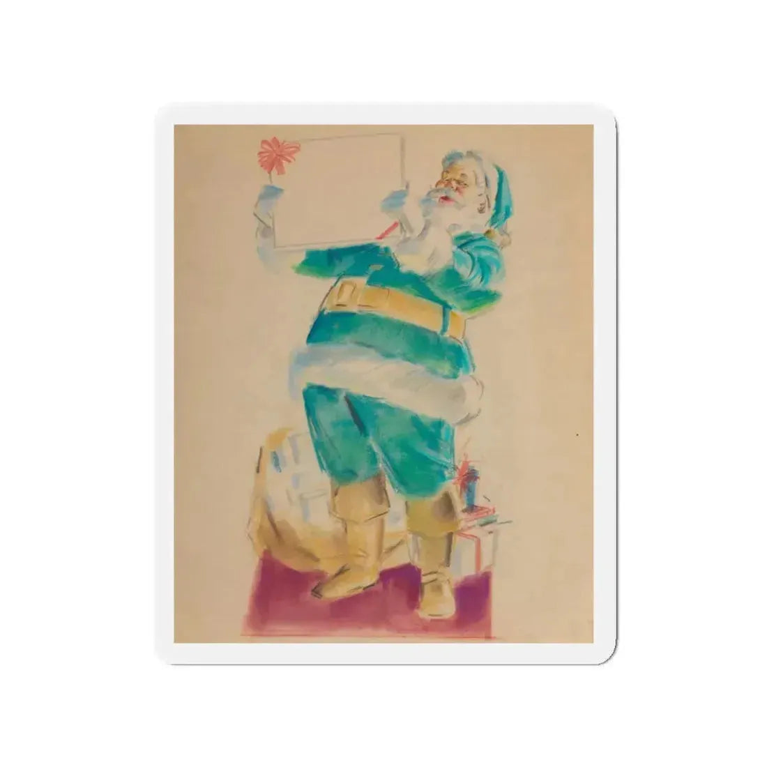 Santa's Gift (Magazine Illustration) Refrigerator Magnet 3 Inch Die-Cut - The Sticker Space