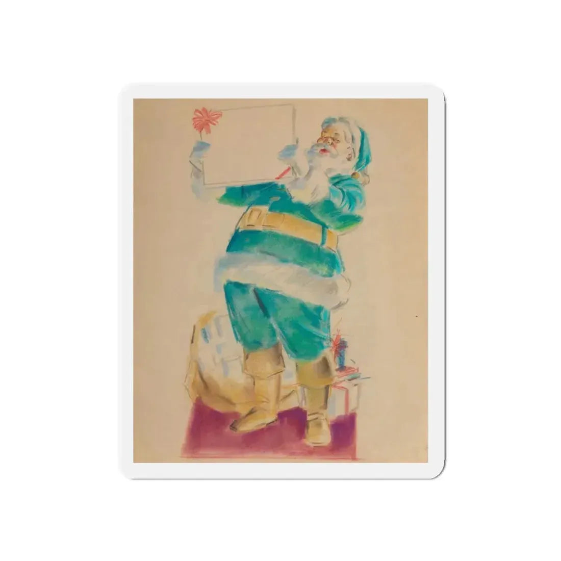 Santa's Gift (Magazine Illustration) Refrigerator Magnet - The Sticker Space