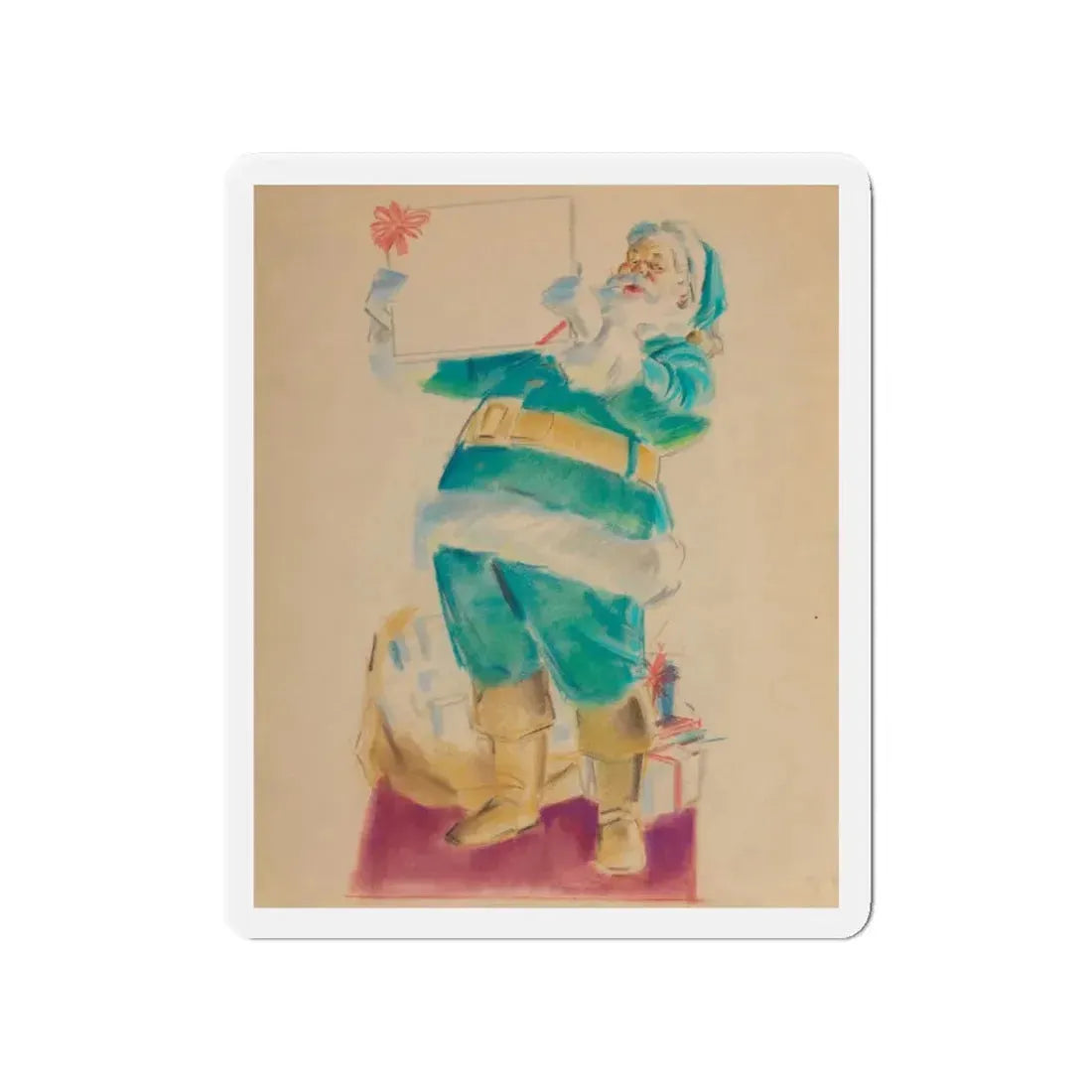 Santa's Gift (Magazine Illustration) Refrigerator Magnet - The Sticker Space