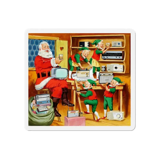 Santa's Helpers, Sony Electronics ad illustration (Magazine Illustration) Refrigerator Magnet 6 Inch Die-Cut - The Sticker Space