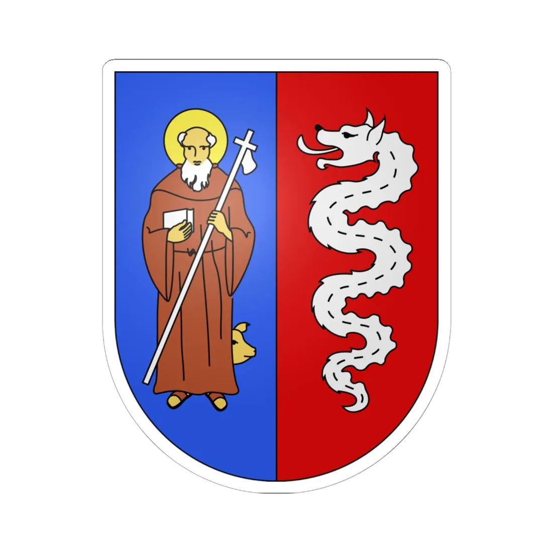 SantAntonio-coat of arms (Switzerland) (Coat of Arms) STICKER Vinyl Kiss-Cut Decal 6 Inch White - The Sticker Space