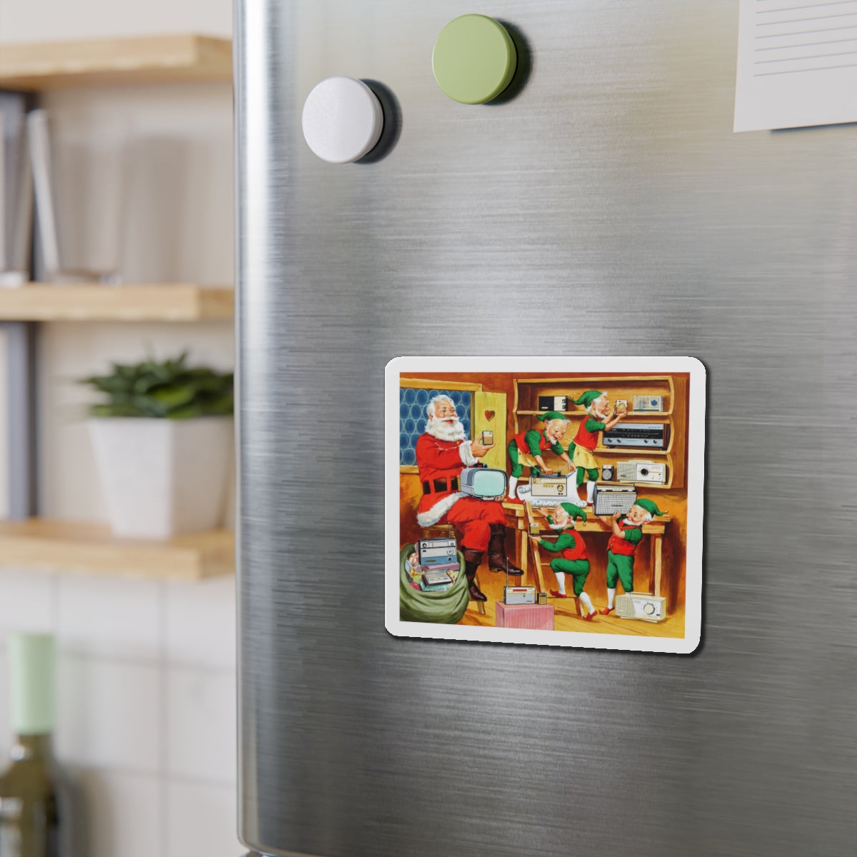 Santa's Helpers, Sony Electronics ad illustration (Magazine Illustration) Refrigerator Magnet-The Sticker Space