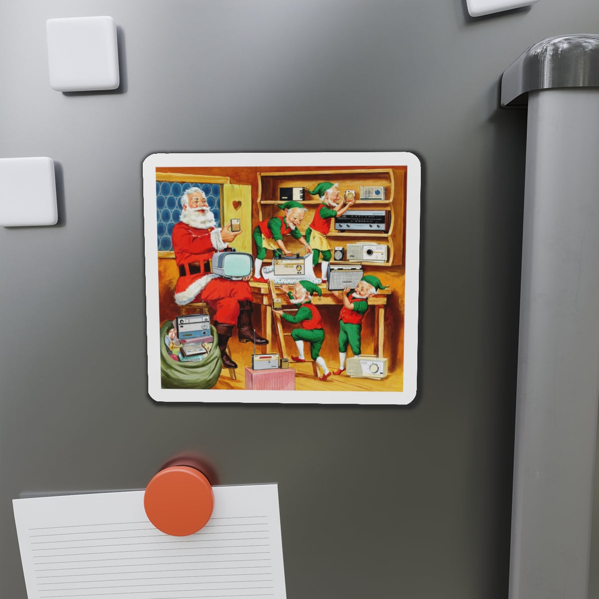 Santa's Helpers, Sony Electronics ad illustration (Magazine Illustration) Refrigerator Magnet-The Sticker Space