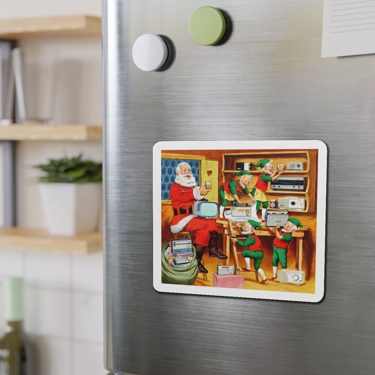 Santa's Helpers, Sony Electronics ad illustration (Magazine Illustration) Refrigerator Magnet-The Sticker Space