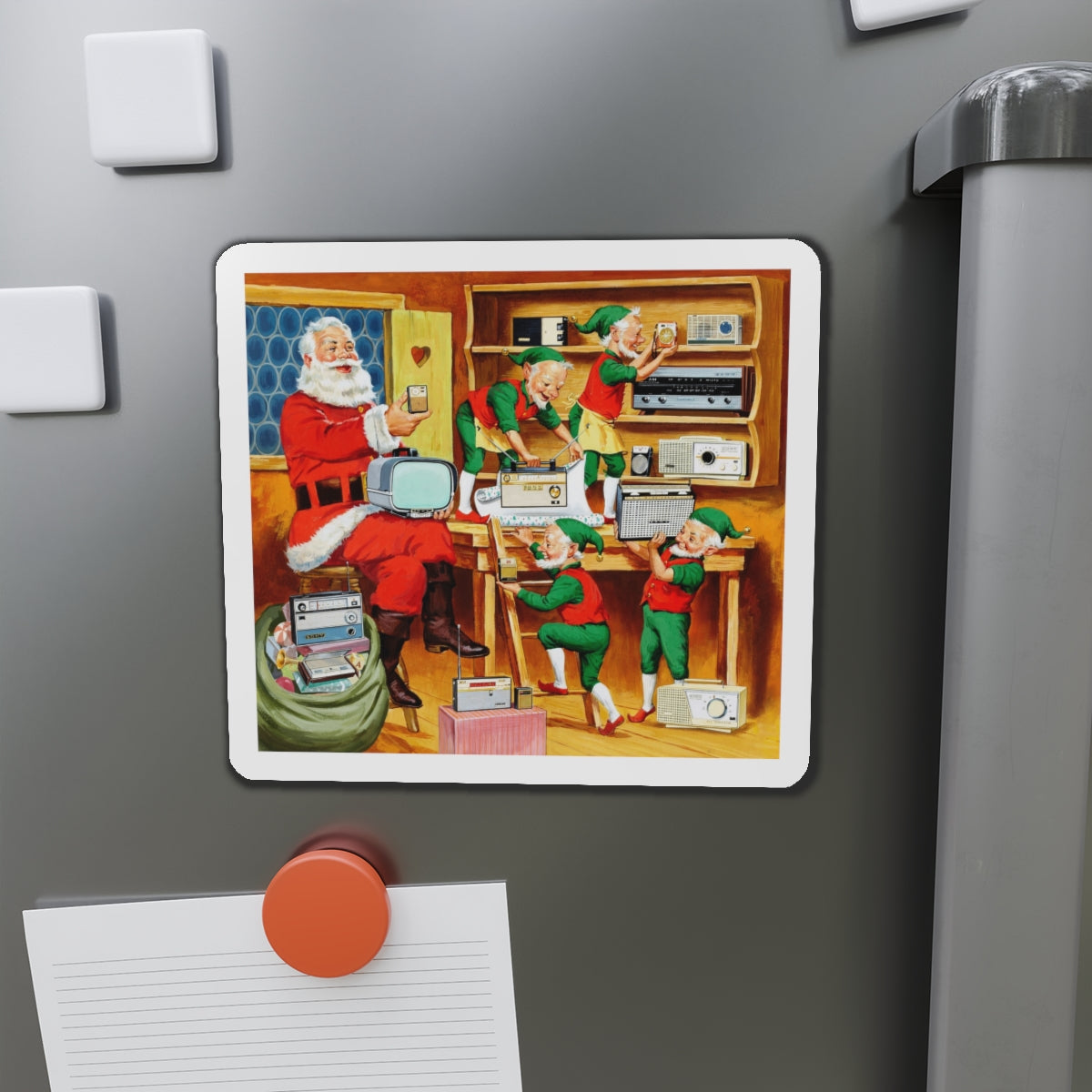 Santa's Helpers, Sony Electronics ad illustration (Magazine Illustration) Refrigerator Magnet-The Sticker Space