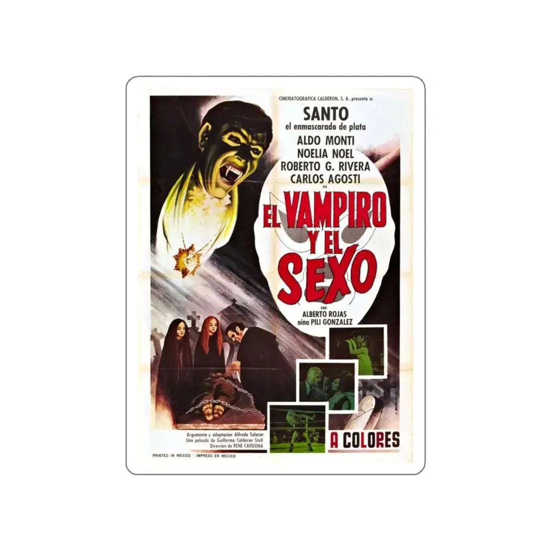 SANTO AND DRACULA'S TREASURE 1969 Movie Poster STICKER Vinyl Die-Cut Decal 4 Inch - The Sticker Space
