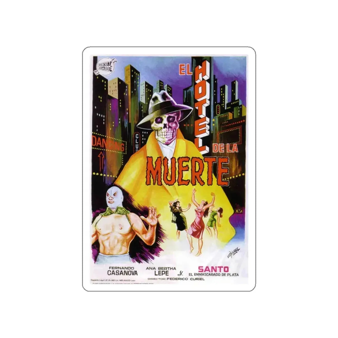SANTO IN THE HOTEL OF DEATH 1963 Movie Poster STICKER Vinyl Die-Cut Decal 3 Inch - The Sticker Space