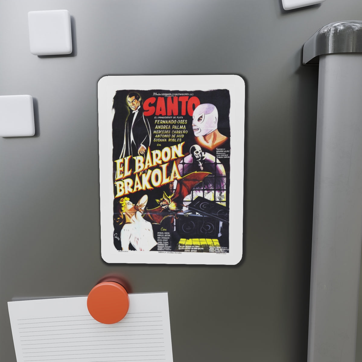 SANTO VS BARON BRAKOLA 1967 Movie Poster - Refrigerator Magnet-The Sticker Space