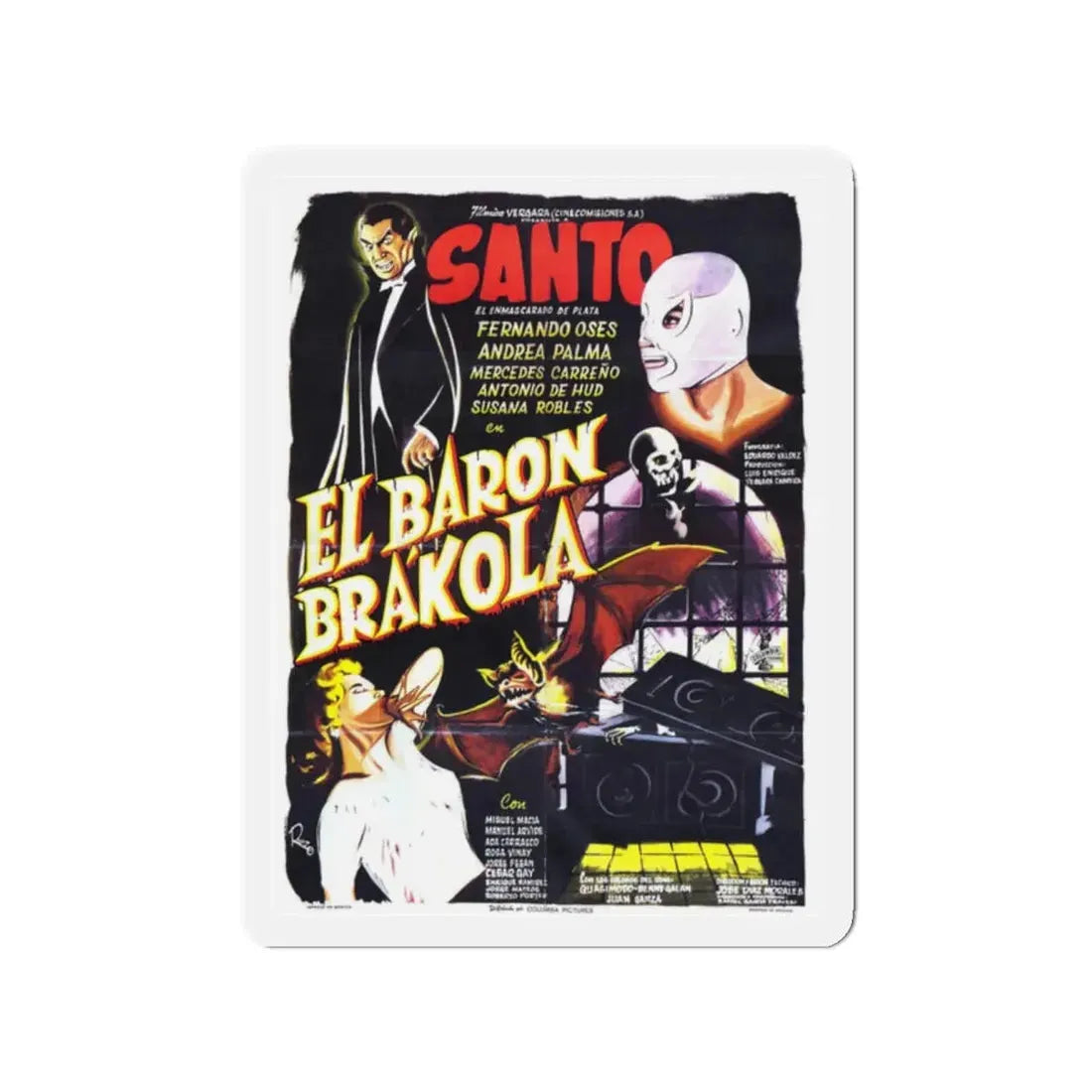 SANTO VS BARON BRAKOLA 1967 Movie Poster - Refrigerator Magnet - The Sticker Space