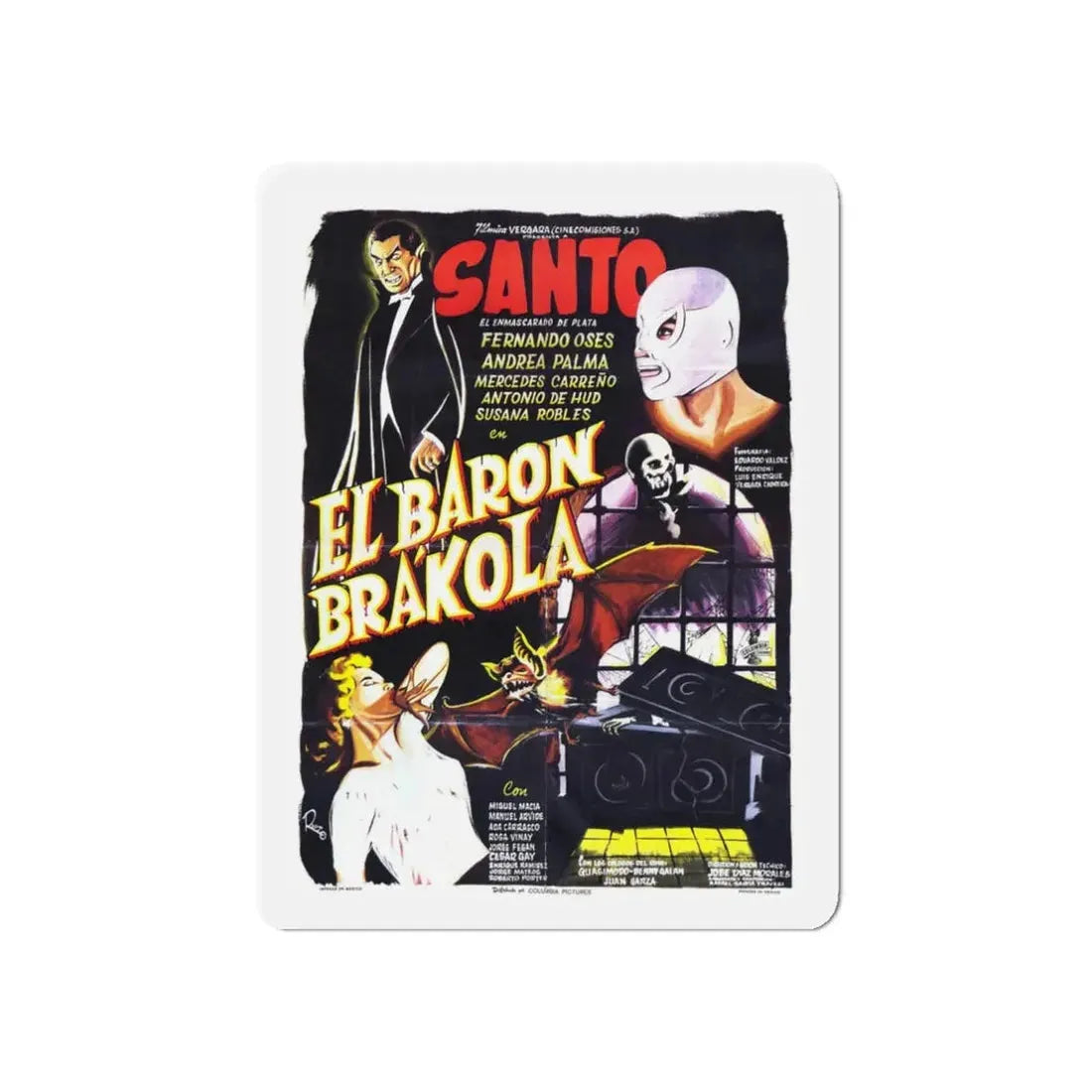 SANTO VS BARON BRAKOLA 1967 Movie Poster - Refrigerator Magnet - The Sticker Space