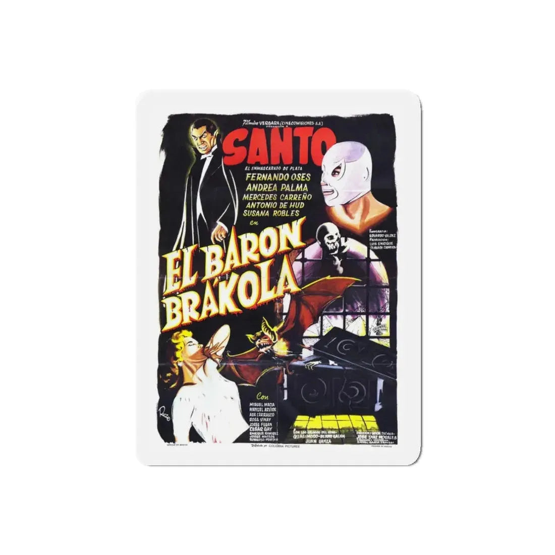 SANTO VS BARON BRAKOLA 1967 Movie Poster - Refrigerator Magnet - The Sticker Space