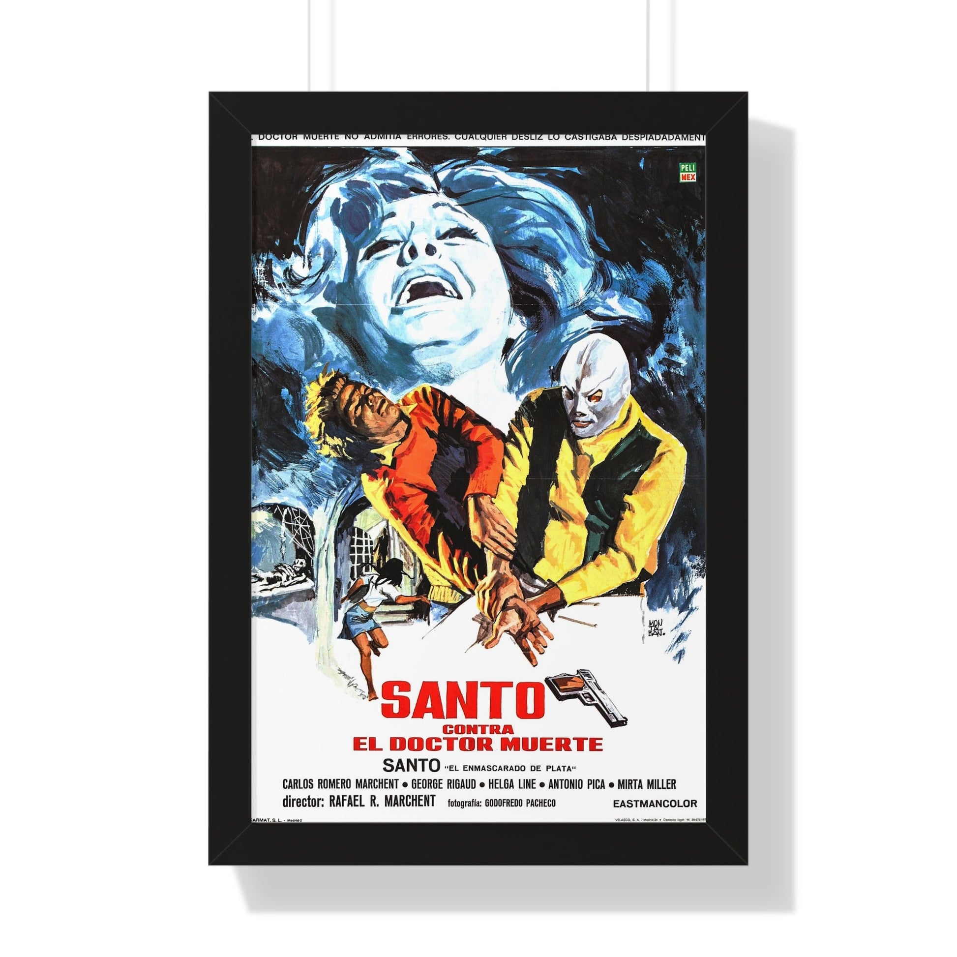 SANTO VS DOCTOR DEATH 1973 - Framed Movie Poster-16″ x 24″-The Sticker Space