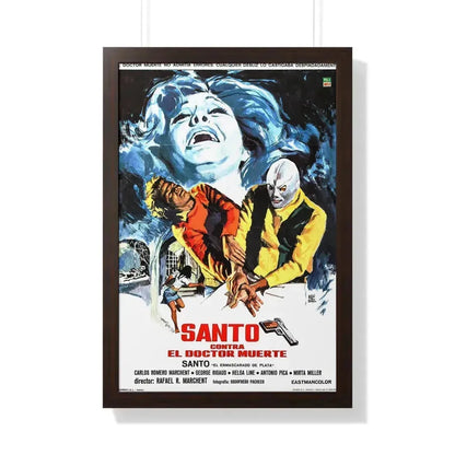 SANTO VS DOCTOR DEATH 1973 - Framed Movie Poster 20" x 30" Walnut - The Sticker Space