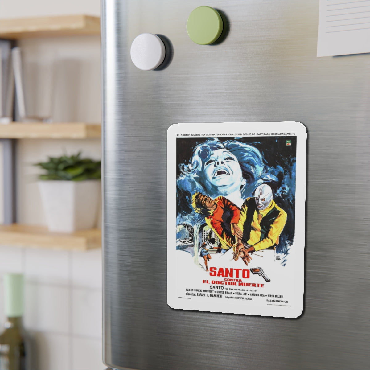 SANTO VS DOCTOR DEATH 1973 Movie Poster - Refrigerator Magnet-The Sticker Space