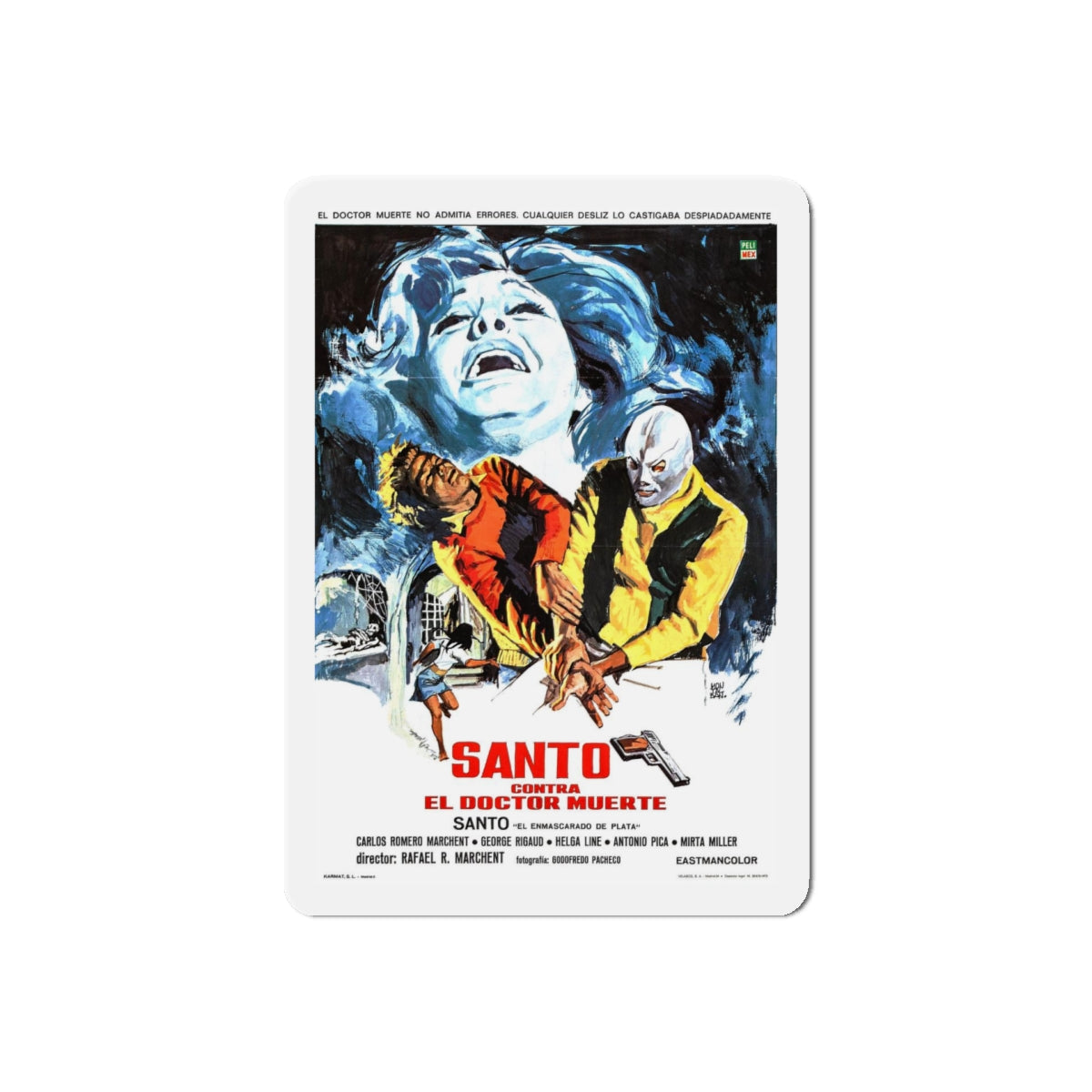 SANTO VS DOCTOR DEATH 1973 Movie Poster - Refrigerator Magnet-5" x 5"-The Sticker Space