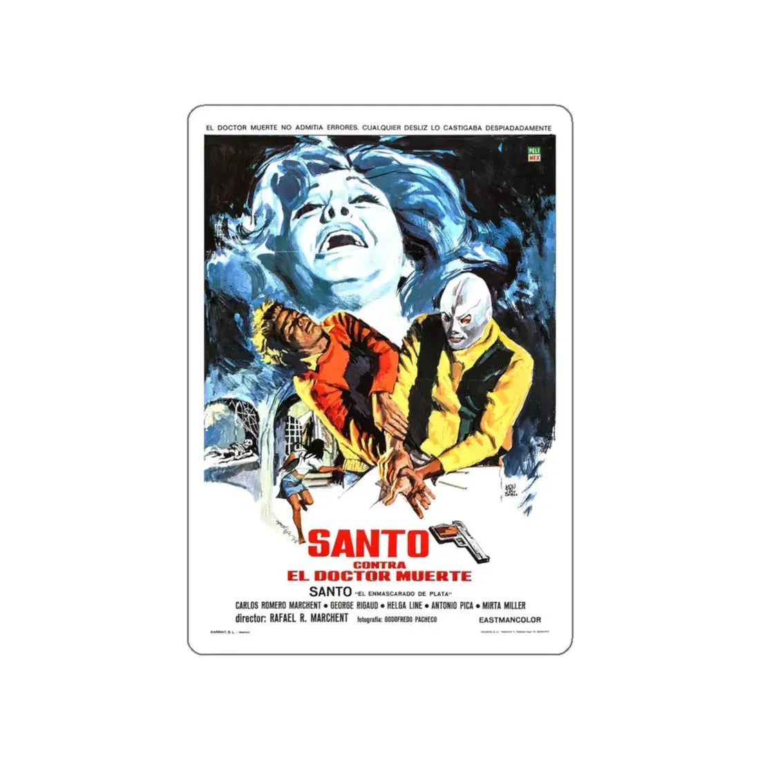 SANTO VS DOCTOR DEATH 1973 Movie Poster STICKER Vinyl Die-Cut Decal 6 Inch - The Sticker Space