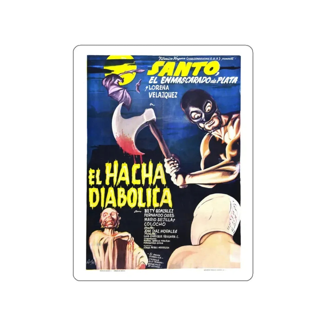 SANTO VS THE DIABOLICAL HATCHET 1965 Movie Poster STICKER Vinyl Die-Cut Decal 5 Inch - The Sticker Space