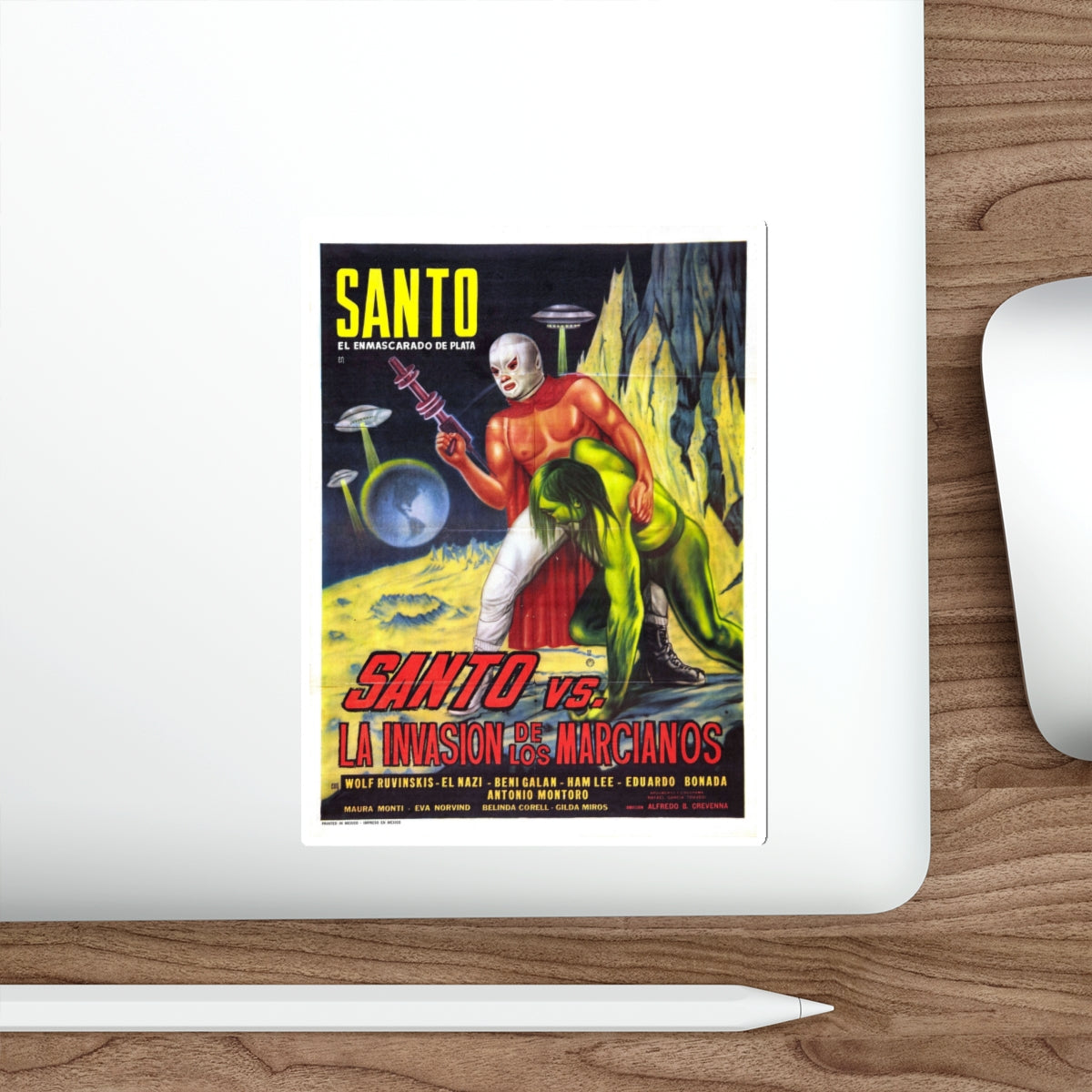 SANTO VS THE MARTIAN INVASION 1967 Movie Poster STICKER Vinyl Die-Cut Decal-The Sticker Space