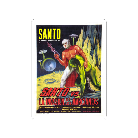 SANTO VS THE MARTIAN INVASION 1967 Movie Poster STICKER Vinyl Die-Cut Decal-White-The Sticker Space