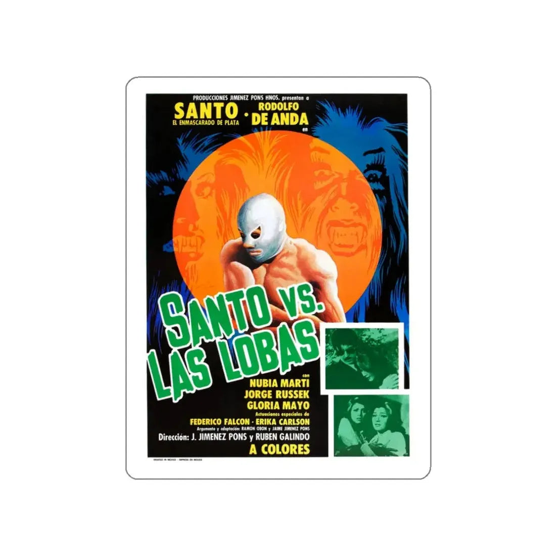 SANTO VS THE SHE WOLVES 1976 Movie Poster STICKER Vinyl Die-Cut Decal 3 Inch - The Sticker Space