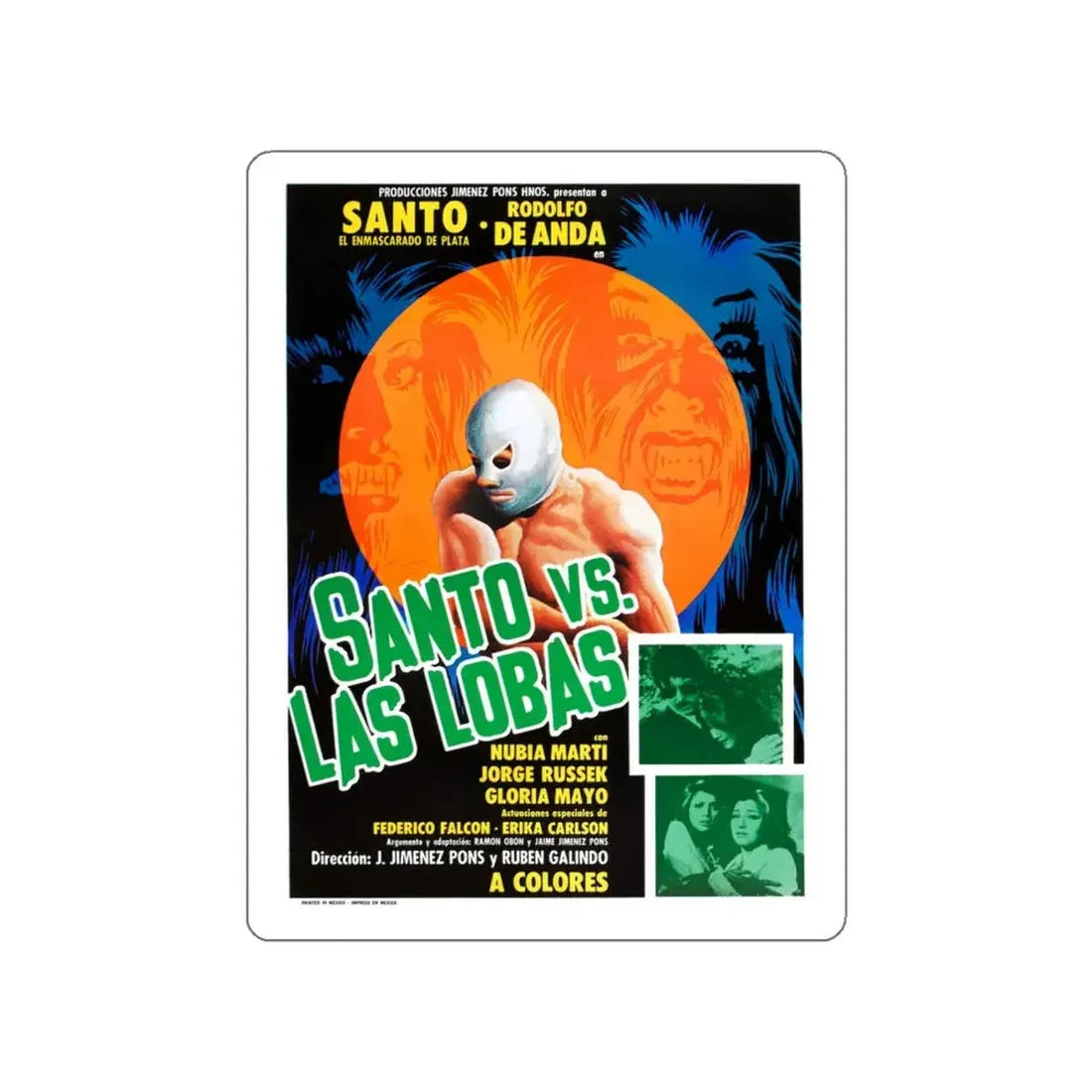 SANTO VS THE SHE WOLVES 1976 Movie Poster STICKER Vinyl Die-Cut Decal 5 Inch - The Sticker Space