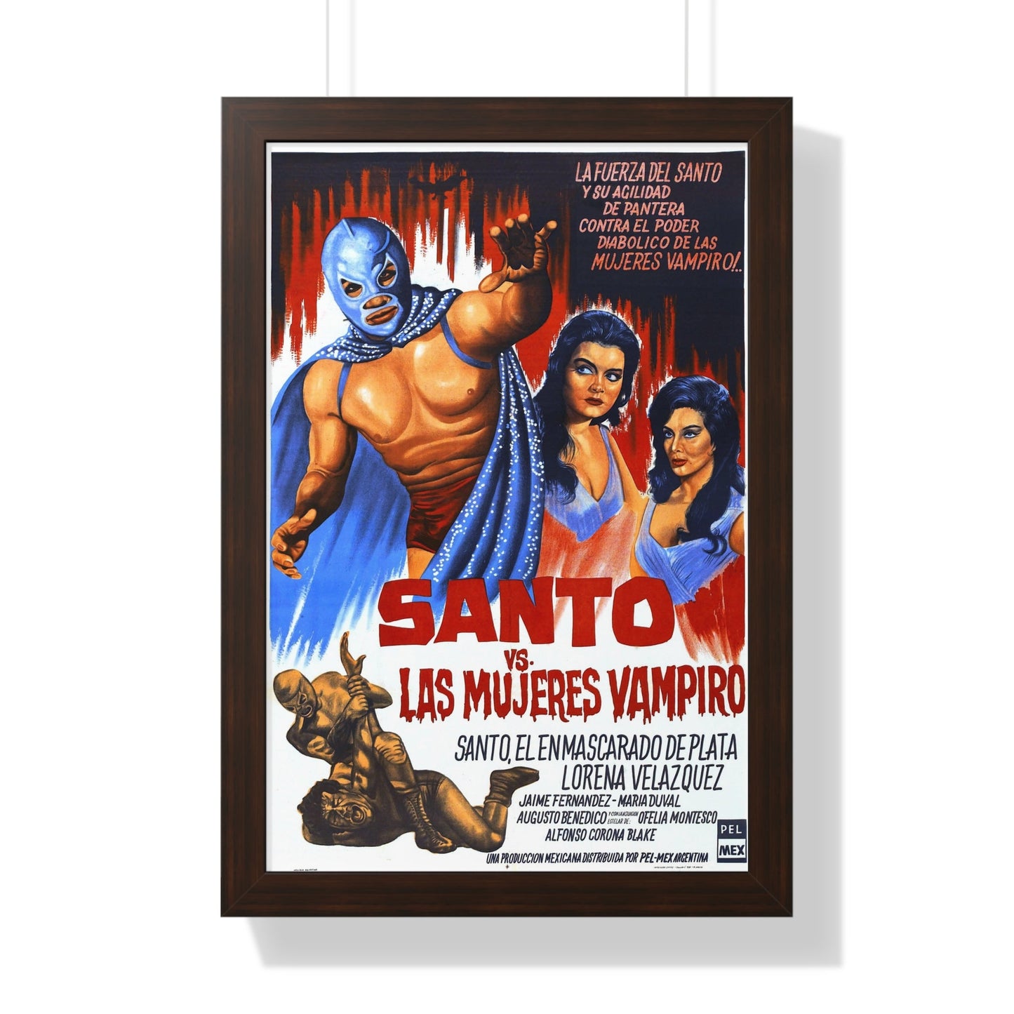 SANTO VS THE VAMPIRE WOMEN 1962 - Framed Movie Poster-16″ x 24″-The Sticker Space