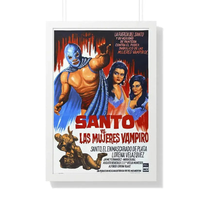 SANTO VS THE VAMPIRE WOMEN 1962 - Framed Movie Poster 20" x 30" White - The Sticker Space