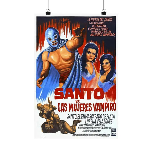 SANTO VS THE VAMPIRE WOMEN 1962 - Paper Movie Poster 12″ x 18″ Matte - The Sticker Space