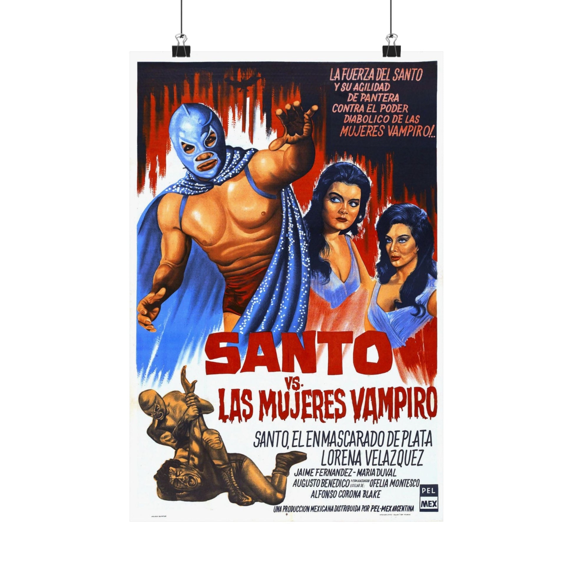 SANTO VS THE VAMPIRE WOMEN 1962 - Paper Movie Poster-12″ x 18″-The Sticker Space