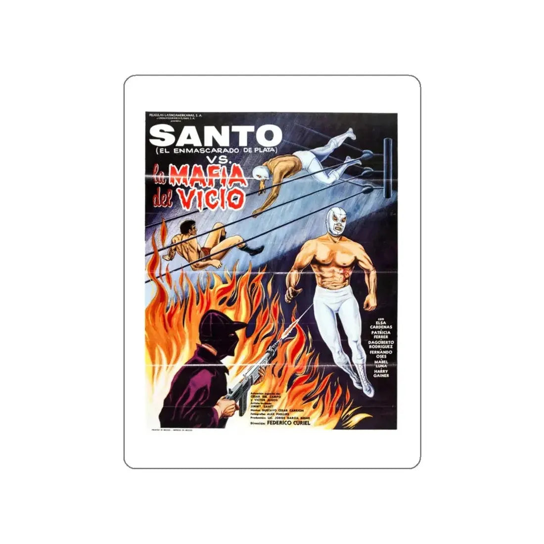 SANTO VS THE VICE MAFIA 1971 Movie Poster STICKER Vinyl Die-Cut Decal 5 Inch - The Sticker Space