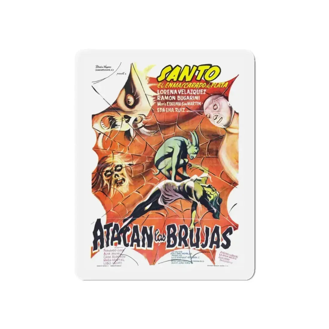 SANTO VS THE WITCHES 1968 Movie Poster - Refrigerator Magnet 3 Inch Die-Cut - The Sticker Space