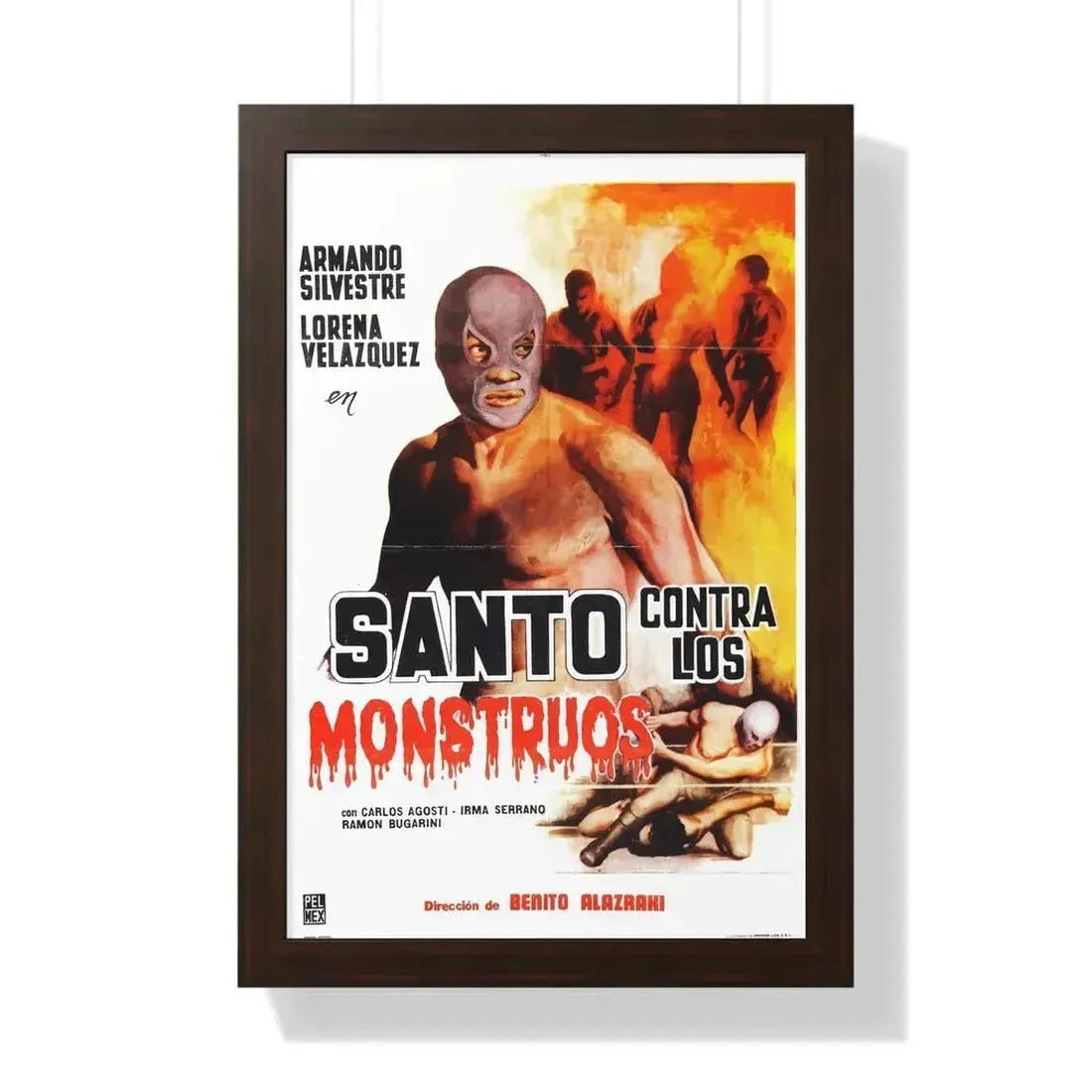 SANTO VS THE ZOMBIES (3) 1961 - Framed Movie Poster 16″ x 24″ Walnut - The Sticker Space