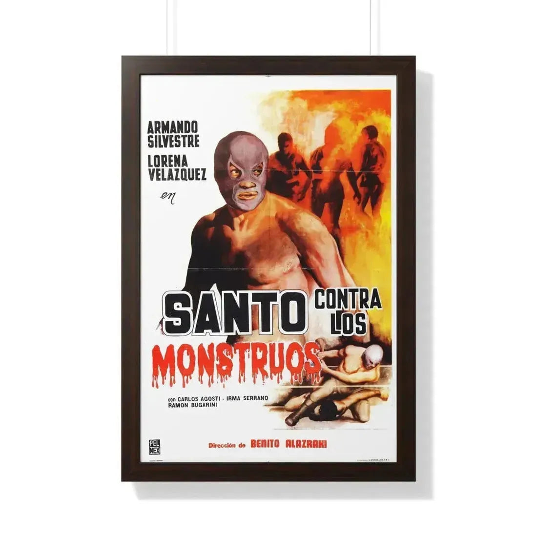 SANTO VS THE ZOMBIES (3) 1961 - Framed Movie Poster 20" x 30" Walnut - The Sticker Space
