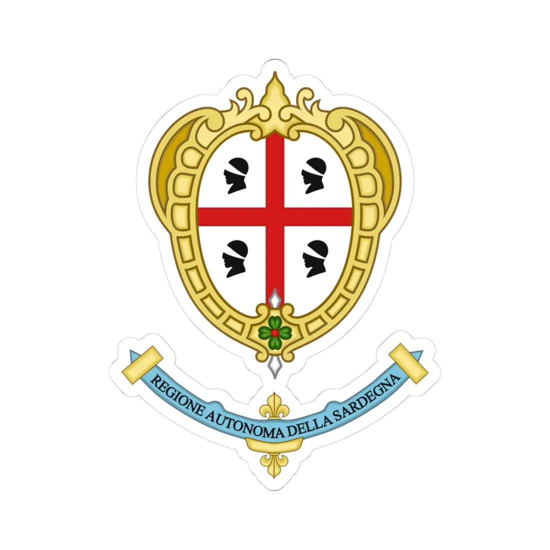 Sardegna-Stemma (Italy) (Coat of Arms) STICKER Vinyl Kiss-Cut Decal 3 Inch White - The Sticker Space