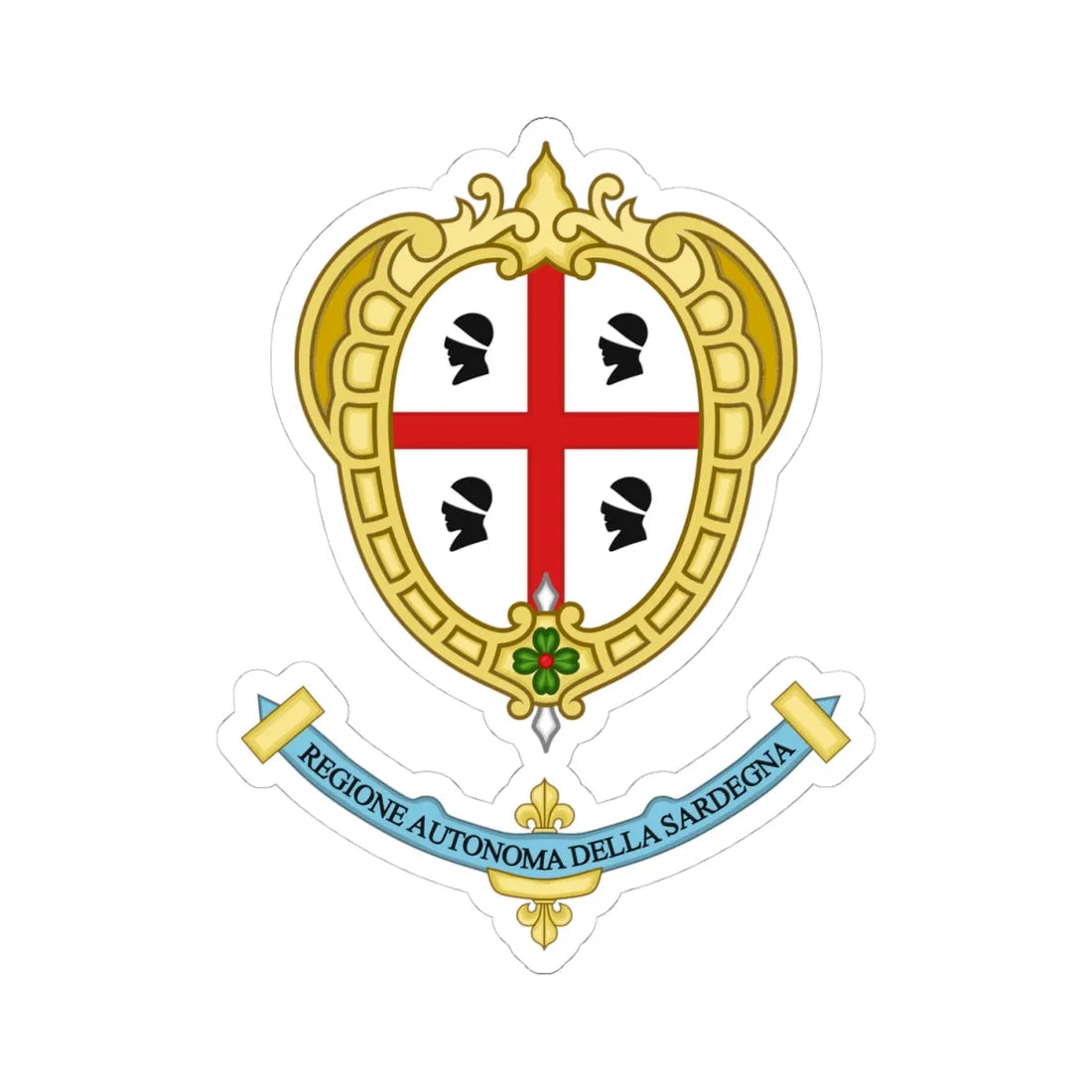 Sardegna-Stemma (Italy) (Coat of Arms) STICKER Vinyl Kiss-Cut Decal 4 Inch White - The Sticker Space