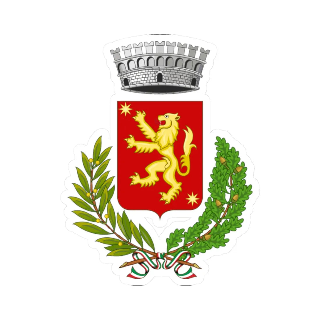 Sarteano-Stemma (Italy) (Coat of Arms) STICKER Vinyl Kiss-Cut Decal 2 Inch White - The Sticker Space