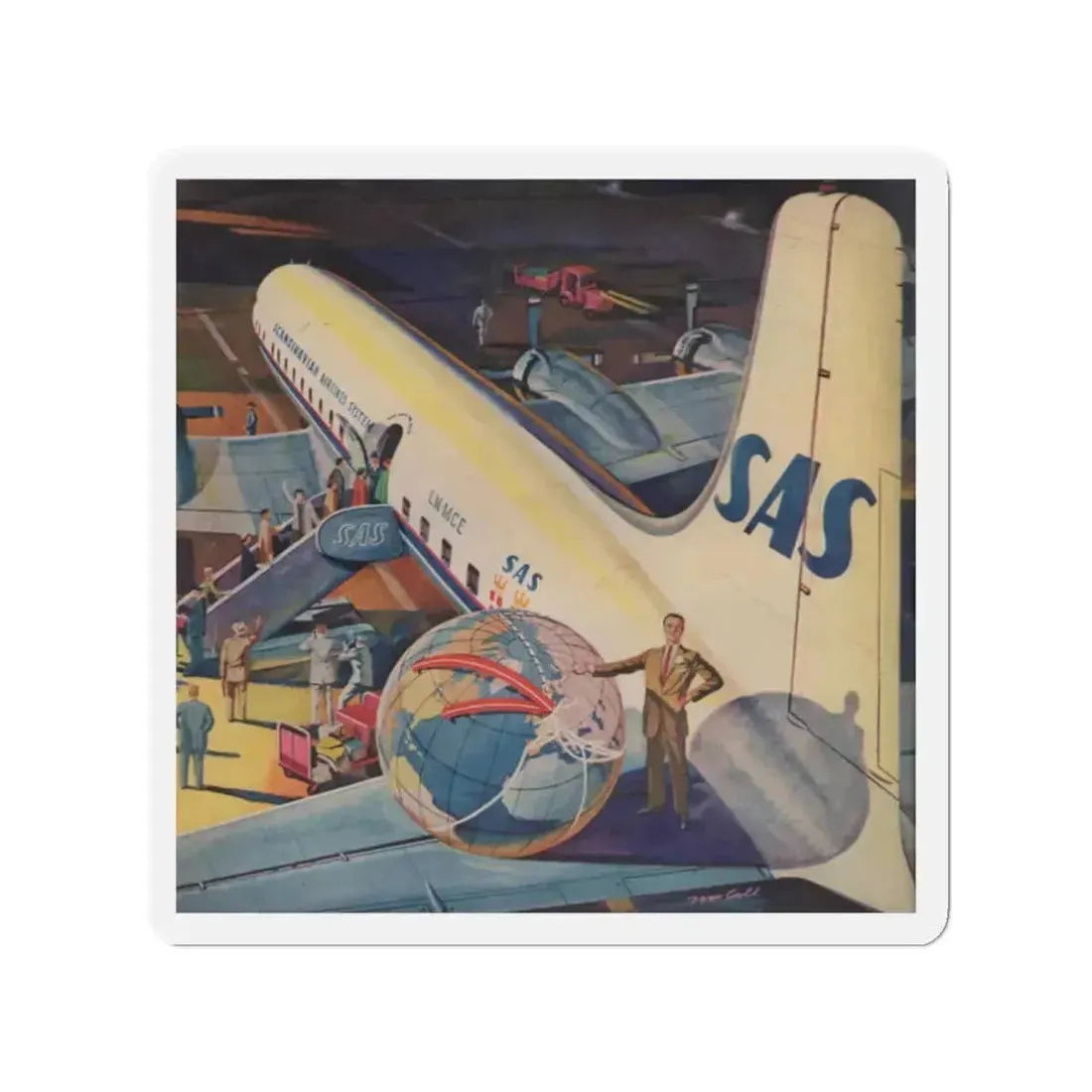 SAS, 1956 (Magazine Illustration) Refrigerator Magnet 2 Inch Die-Cut - The Sticker Space
