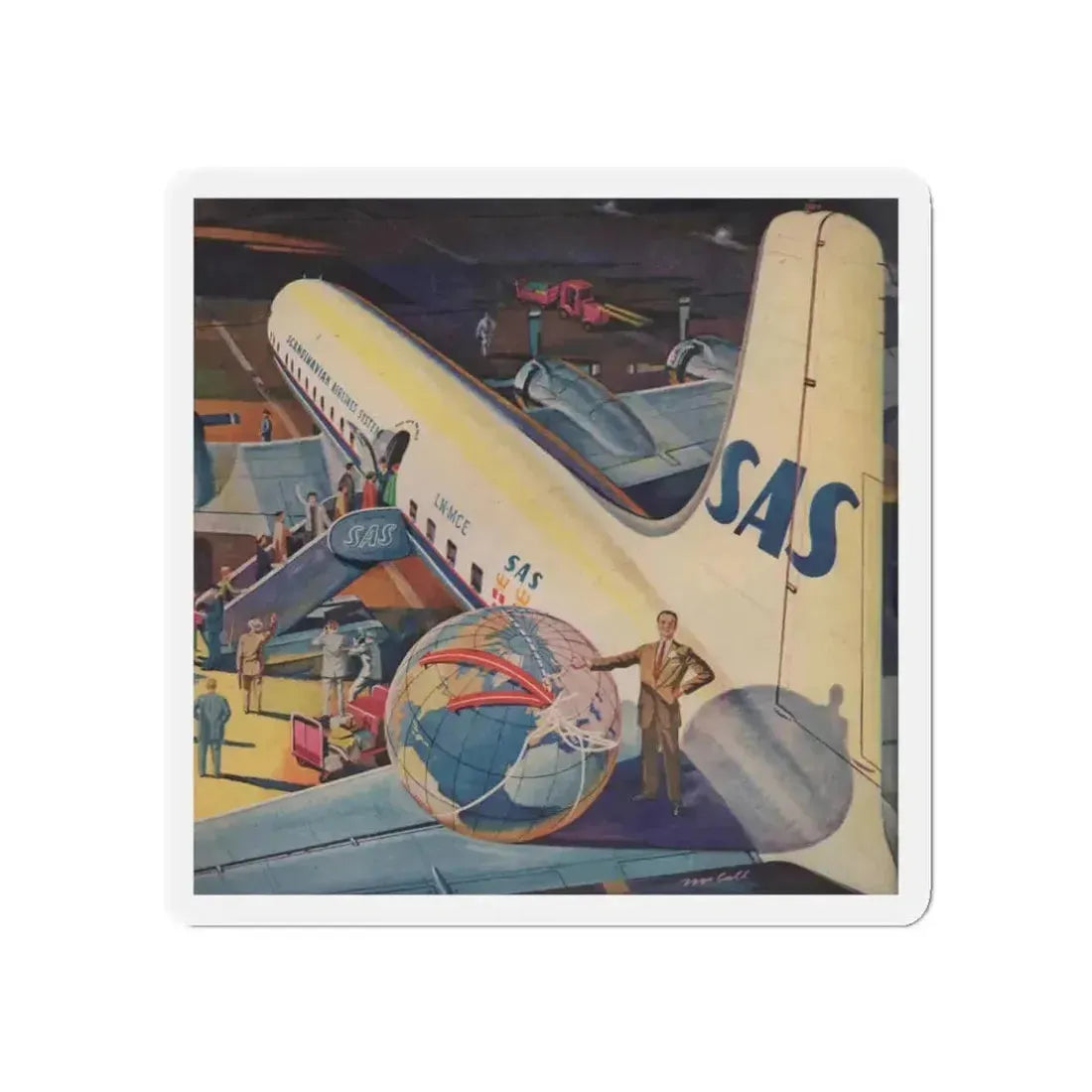 SAS, 1956 (Magazine Illustration) Refrigerator Magnet 3 Inch Die-Cut - The Sticker Space
