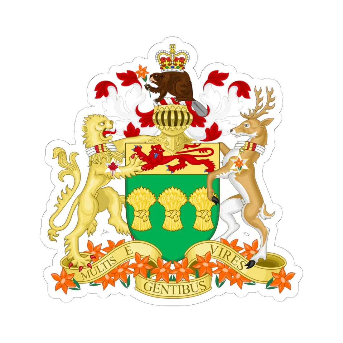 Saskatchewan coat of arms (Canada) (Coat of Arms) STICKER Vinyl Kiss-Cut Decal 6 Inch White - The Sticker Space