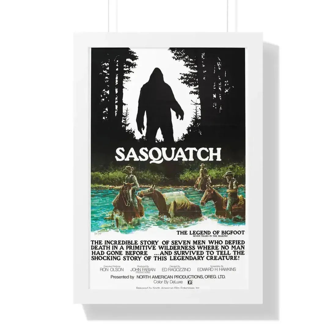 SASQUATCH 1976 - Framed Movie Poster 16″ x 24″ White - The Sticker Space