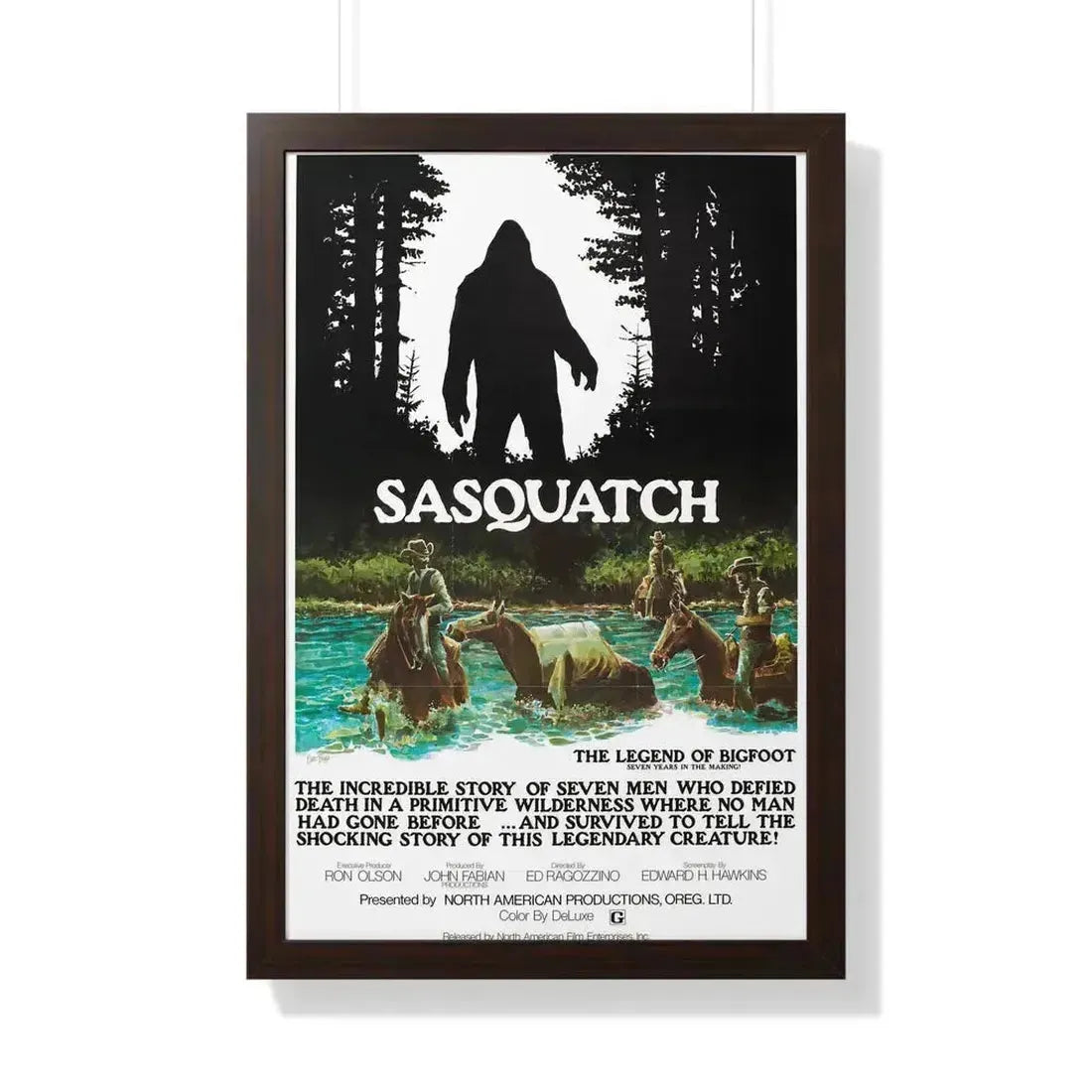 SASQUATCH 1976 - Framed Movie Poster 20" x 30" Walnut - The Sticker Space