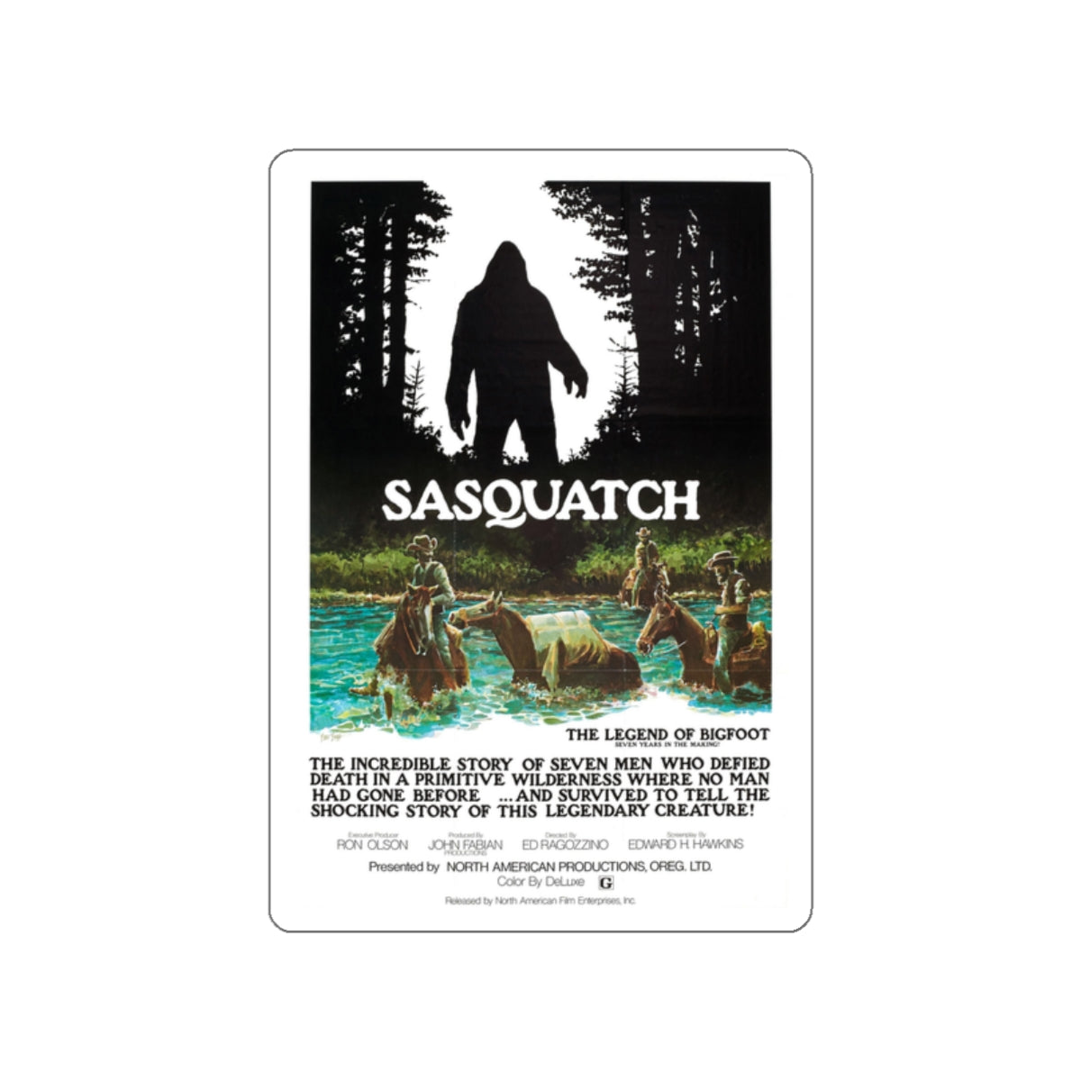 SASQUATCH 1976 Movie Poster STICKER Vinyl Die-Cut Decal-White-The Sticker Space