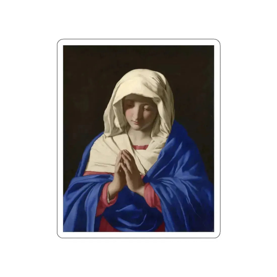 SASSOFERRATO - The Virgin in Prayer (Artwork) STICKER Vinyl Die-Cut Decal White Die-Cut 3 Inch - The Sticker Space