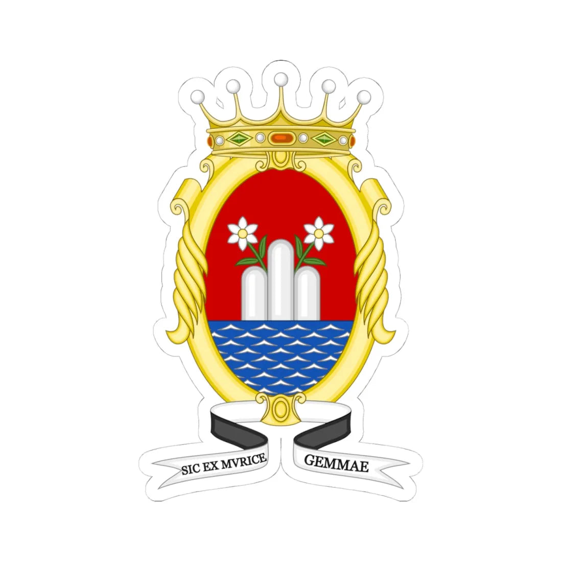 Sassuolo-Stemma (Italy) (Coat of Arms) STICKER Vinyl Kiss-Cut Decal 4 Inch White - The Sticker Space