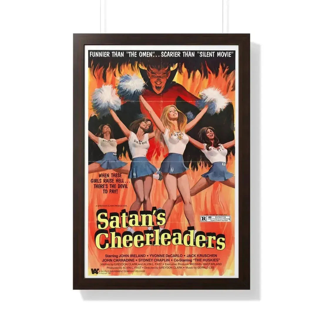 SATAN'S CHEERLEADERS 1977 - Framed Movie Poster 20" x 30" Walnut - The Sticker Space
