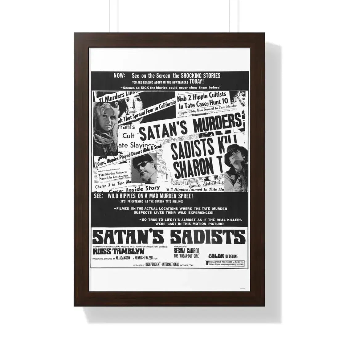 SATAN'S SADISTS 1969 - Framed Movie Poster 16″ x 24″ Walnut - The Sticker Space