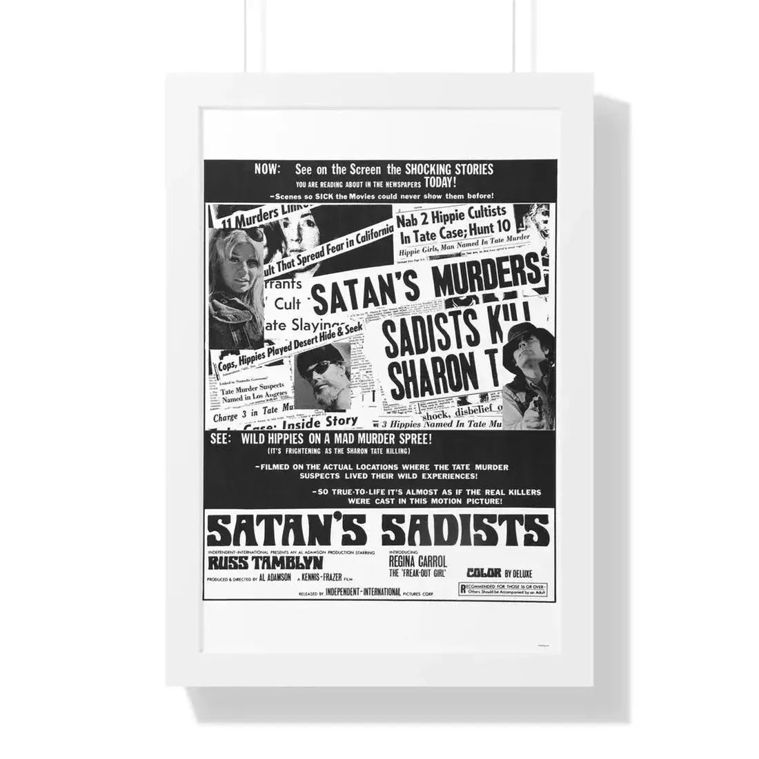 SATAN'S SADISTS 1969 - Framed Movie Poster 16″ x 24″ White - The Sticker Space