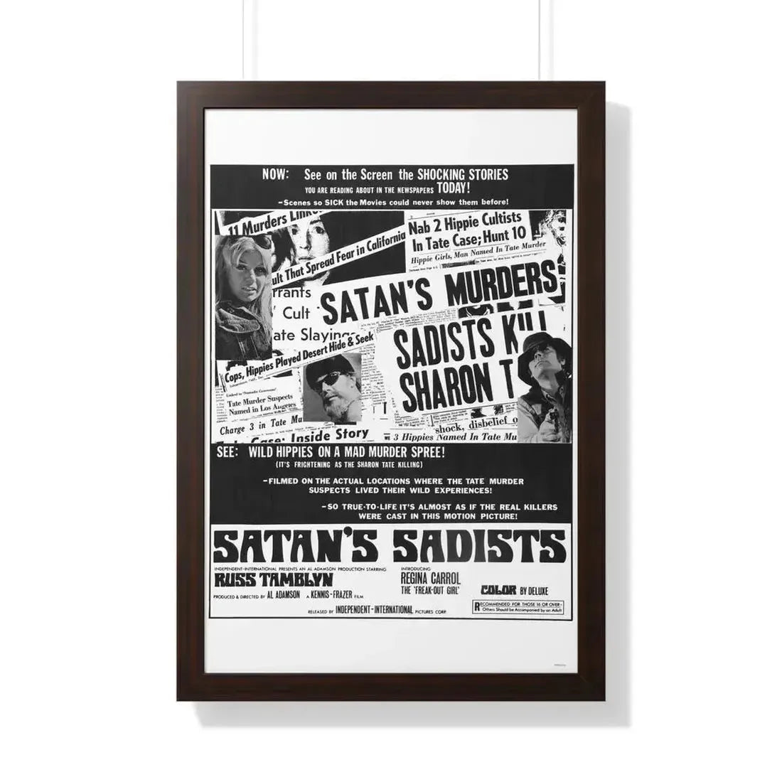 SATAN'S SADISTS 1969 - Framed Movie Poster 20" x 30" Walnut - The Sticker Space