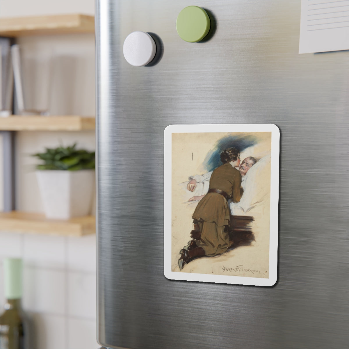 Saturday Evening Post illustration (4) (Magazine Illustration) Refrigerator Magnet-The Sticker Space